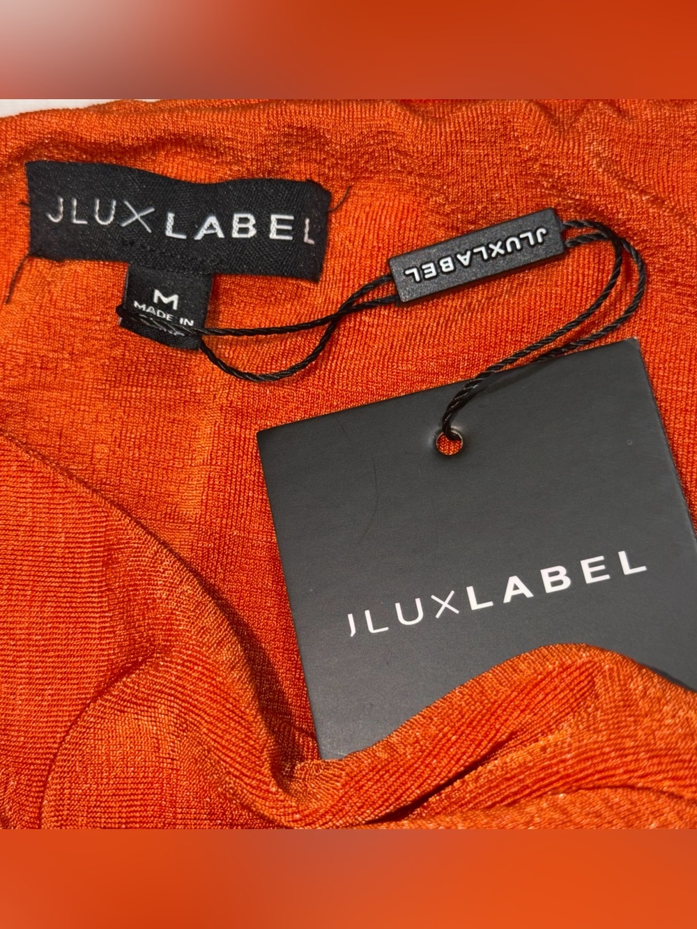 NWT JLUXLABEL Orange Ruched Bodysuit Midi Skirt 2 Piece Set M    O96 - Picture 2 of 9